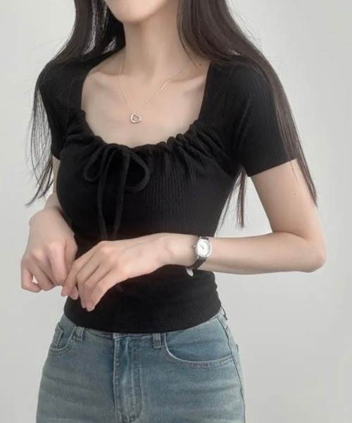 semplice(センプリチェ)の「カットソー【韓国ファッション】(Tシャツ/カットソー・レディース・ピンク/ブラック/ベージュ/ホワイト・F)」の13枚目の写真