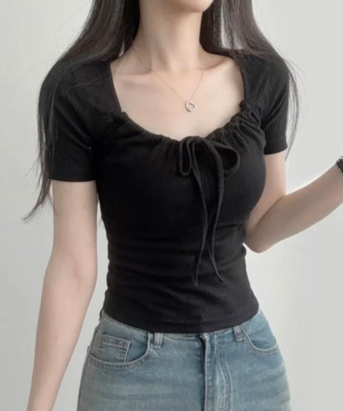 semplice(センプリチェ)の「カットソー【韓国ファッション】(Tシャツ/カットソー・レディース・ピンク/ブラック/ベージュ/ホワイト・F)」の14枚目の写真