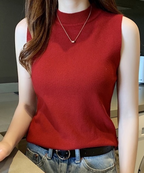 Teem Store(チームストア)の「ベーシックノースリーブ クルーネック 夏ニット(Tシャツ/カットソー・レディース・アイボリー/ワイン/グレー/ブラック/ホワイト・F)」の20枚目の写真