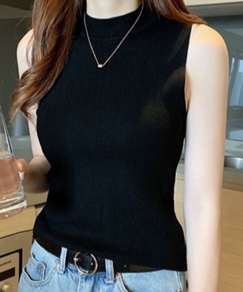 Teem Store(チームストア)の「ベーシックノースリーブ クルーネック 夏ニット(Tシャツ/カットソー・レディース・アイボリー/ワイン/グレー/ブラック/ホワイト・F)」の15枚目の写真