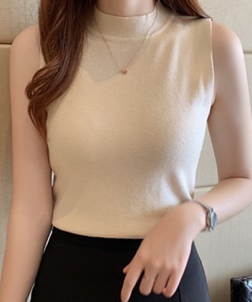 Teem Store(チームストア)の「ベーシックノースリーブ クルーネック 夏ニット(Tシャツ/カットソー・レディース・アイボリー/ワイン/グレー/ブラック/ホワイト・F)」の11枚目の写真