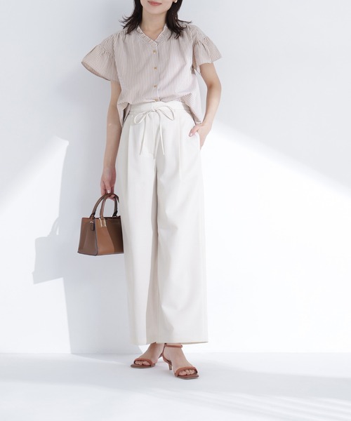 NATURAL BEAUTY BASIC(ナチュラルビューティーベーシック)の「【ちょうど、いい服】夏の本命ワイドパンツ(その他パンツ・レディース・ライトベージュ/チャコールグレー/オフホワイト/ダークブラウン・P/S/LARGE/MEDIUM/SMALL)」の11枚目の写真