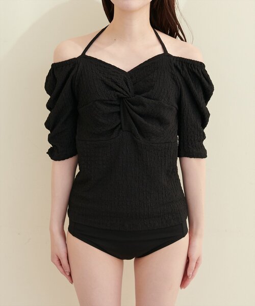 natural couture（ナチュラルクチュール）の「【水着】ねじりトップス＋ショーツSET（水着・レディース・ピンク/ブラック/ブルー/ラベンダー・FREE）」の22枚目の写真