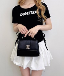 サイドギャザーリボンドット貼付ロゴTシャツ