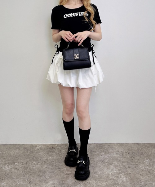 INGNI（イング）の「サイドギャザーリボンドット貼付ロゴTシャツ（Tシャツ/カットソー・レディース・オフホワイト/ブラック/ライトピンク・M）」の15枚目の写真