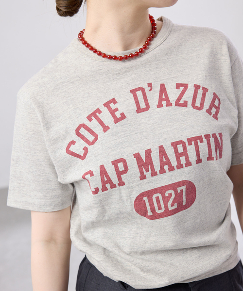 IENA(イエナ)の「BLACK COTE D'AZUR ロゴTシャツ(Tシャツ/カットソー・レディース・ホワイト/ライトグレー・FREE)」の2枚目の写真