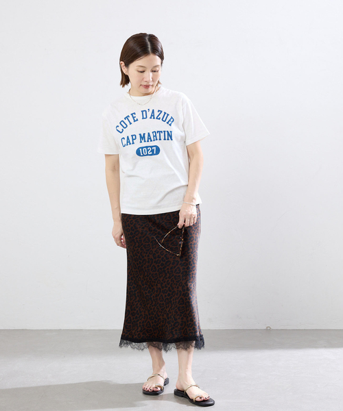 IENA(イエナ)の「BLACK COTE D'AZUR ロゴTシャツ(Tシャツ/カットソー・レディース・ホワイト/ライトグレー・FREE)」の4枚目の写真
