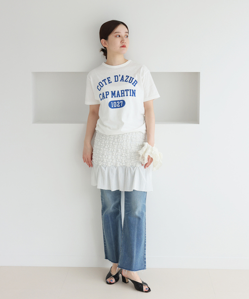 IENA(イエナ)の「BLACK COTE D'AZUR ロゴTシャツ(Tシャツ/カットソー・レディース・ホワイト/ライトグレー・FREE)」の7枚目の写真