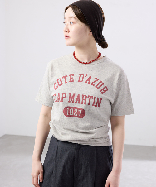 IENA(イエナ)の「BLACK COTE D'AZUR ロゴTシャツ(Tシャツ/カットソー・レディース・ホワイト/ライトグレー・FREE)」の10枚目の写真