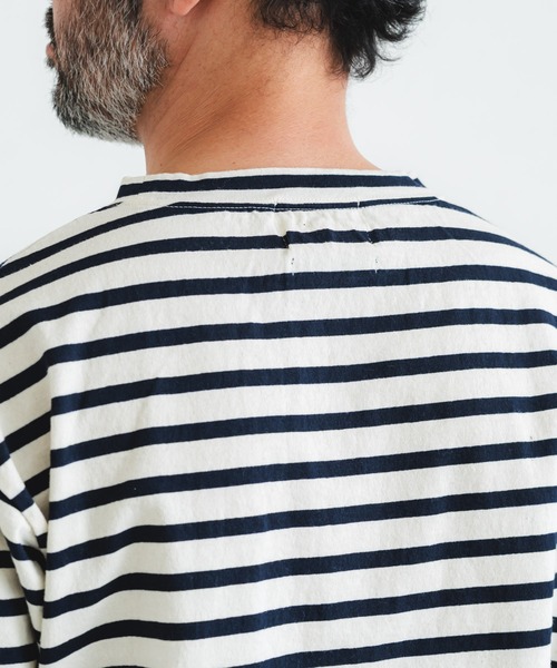 quadro（クオドロ）の「ドライ天竺ボーダークルーネックtee（Tシャツ/カットソー・メンズ・キナリ/ネイビー・MEDIUM/LARGE）」の7枚目の写真