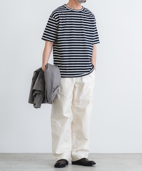quadro（クオドロ）の「ドライ天竺ボーダークルーネックtee（Tシャツ/カットソー・メンズ・キナリ/ネイビー・MEDIUM/LARGE）」の12枚目の写真