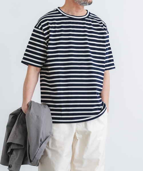 quadro（クオドロ）の「ドライ天竺ボーダークルーネックtee（Tシャツ/カットソー・メンズ・キナリ/ネイビー・MEDIUM/LARGE）」の11枚目の写真