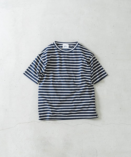 quadro（クオドロ）の「ドライ天竺ボーダークルーネックtee（Tシャツ/カットソー・メンズ・キナリ/ネイビー・MEDIUM/LARGE）」の3枚目の写真