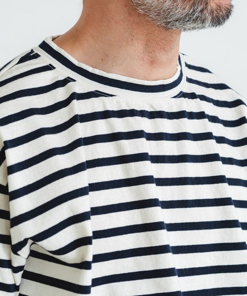 quadro（クオドロ）の「ドライ天竺ボーダークルーネックtee（Tシャツ/カットソー・メンズ・キナリ/ネイビー・MEDIUM/LARGE）」の4枚目の写真