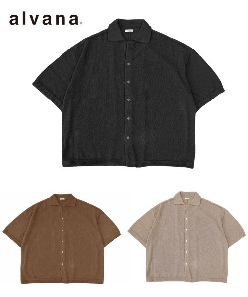 STYLISE（スタイライズ）の「【alvana】WASHI OPEN COLLAR SHIRTS KNIT / 3カラー [ALV-90184]（シャツ/ブラウス・メンズ・ブラック/ブラウン・L）」の9枚目の写真