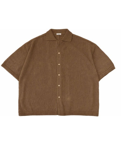 STYLISE（スタイライズ）の「【alvana】WASHI OPEN COLLAR SHIRTS KNIT / 3カラー [ALV-90184]（シャツ/ブラウス・メンズ・ブラック/ブラウン・L）」の4枚目の写真