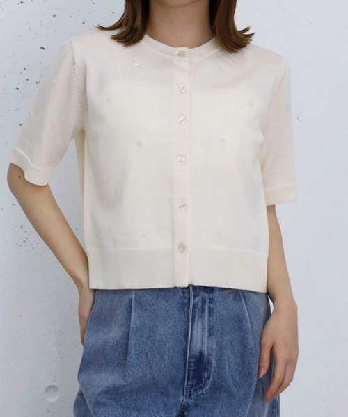 archives(アルシーヴ)の「スパンコール刺繍ニットカーディガン(カーディガン/ボレロ・レディース・アイボリー/ブラック/グレー/ピンク・MEDIUM)」の2枚目の写真