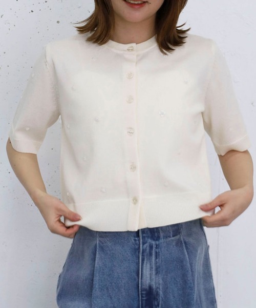 archives(アルシーヴ)の「スパンコール刺繍ニットカーディガン(カーディガン/ボレロ・レディース・アイボリー/ブラック/グレー/ピンク・MEDIUM)」の15枚目の写真