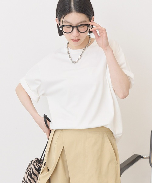 AMERICAN HOLIC(アメリカンホリック)の「裾ラウンドTシャツ(Tシャツ/カットソー・レディース・オフホワイト/ブルー系その他2/ブラック/ブラック系その他4/モカ・L/M)」の3枚目の写真
