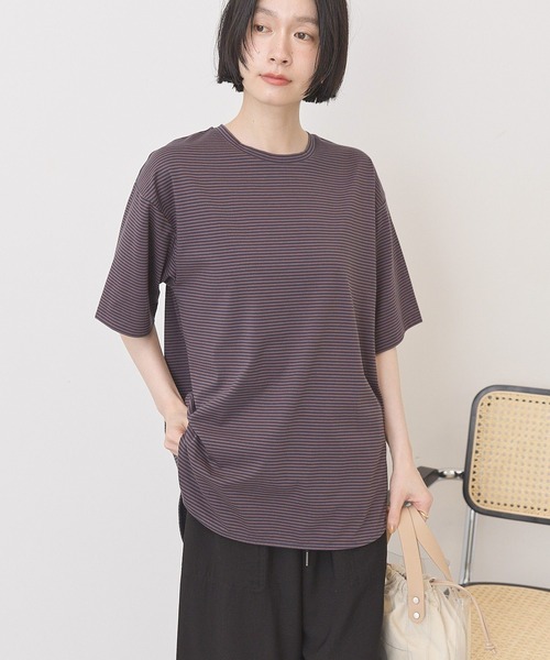 AMERICAN HOLIC(アメリカンホリック)の「裾ラウンドTシャツ(Tシャツ/カットソー・レディース・オフホワイト/ブルー系その他2/ブラック/ブラック系その他4/モカ・L/M)」の7枚目の写真