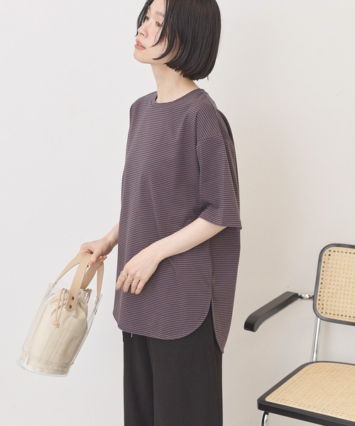AMERICAN HOLIC(アメリカンホリック)の「裾ラウンドTシャツ(Tシャツ/カットソー・レディース・オフホワイト/ブルー系その他2/ブラック/ブラック系その他4/モカ・L/M)」の8枚目の写真
