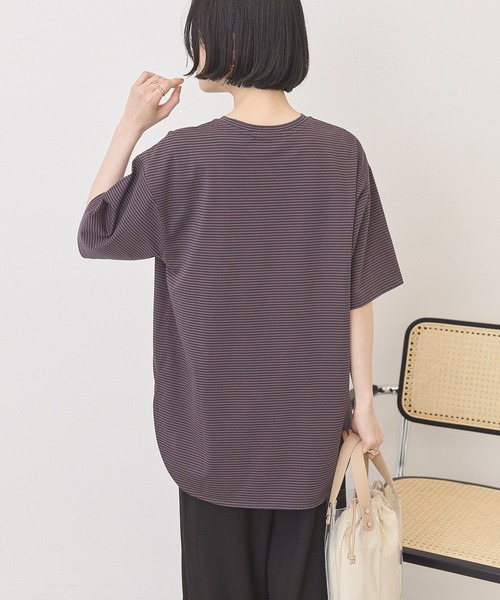 AMERICAN HOLIC(アメリカンホリック)の「裾ラウンドTシャツ(Tシャツ/カットソー・レディース・オフホワイト/ブルー系その他2/ブラック/ブラック系その他4/モカ・L/M)」の9枚目の写真