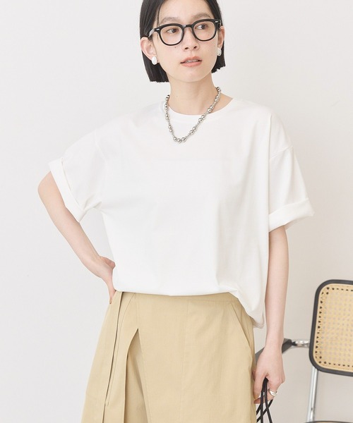 AMERICAN HOLIC(アメリカンホリック)の「裾ラウンドTシャツ(Tシャツ/カットソー・レディース・オフホワイト/ブルー系その他2/ブラック/ブラック系その他4/モカ・L/M)」の13枚目の写真