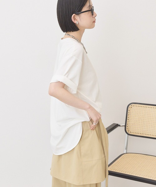 AMERICAN HOLIC(アメリカンホリック)の「裾ラウンドTシャツ(Tシャツ/カットソー・レディース・オフホワイト/ブルー系その他2/ブラック/ブラック系その他4/モカ・L/M)」の14枚目の写真