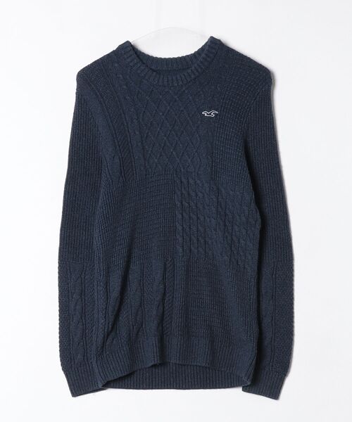 公式Zenmarket12新品Hollister 長袖 カットソー S　紺 セール/ブランド古着】ワンポイント長袖ニット（ニット/セーター
