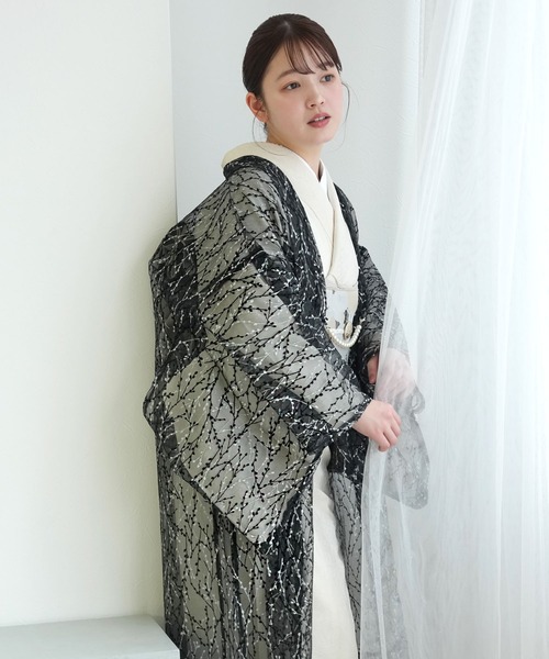 utatane（ウタタネ）の「羽織 レース ニコアンティーク 白のチェック