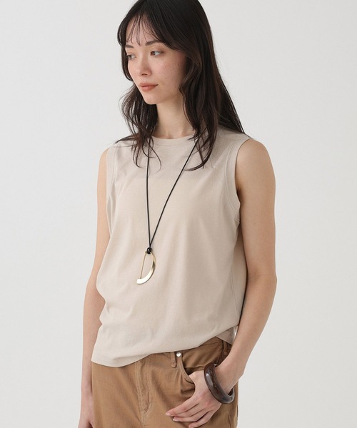 BABYLONE（バビロン）の「コットンリネンノースリプルオーバー（シャツ/ブラウス・レディース・ホワイト/ベージュ/チャコール・フリー）」の2枚目の写真