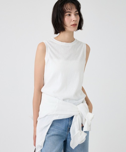 BABYLONE（バビロン）の「コットンリネンノースリプルオーバー（シャツ/ブラウス・レディース・ホワイト/ベージュ/チャコール・フリー）」の3枚目の写真