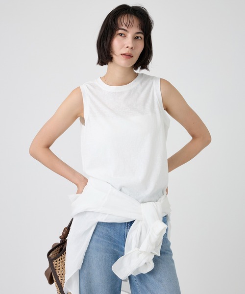 BABYLONE（バビロン）の「コットンリネンノースリプルオーバー（シャツ/ブラウス・レディース・ホワイト/ベージュ/チャコール・フリー）」の8枚目の写真