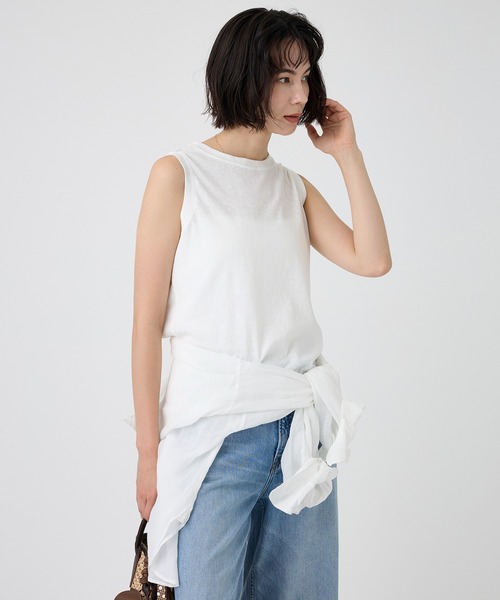 BABYLONE（バビロン）の「コットンリネンノースリプルオーバー（シャツ/ブラウス・レディース・ホワイト/ベージュ/チャコール・フリー）」の5枚目の写真