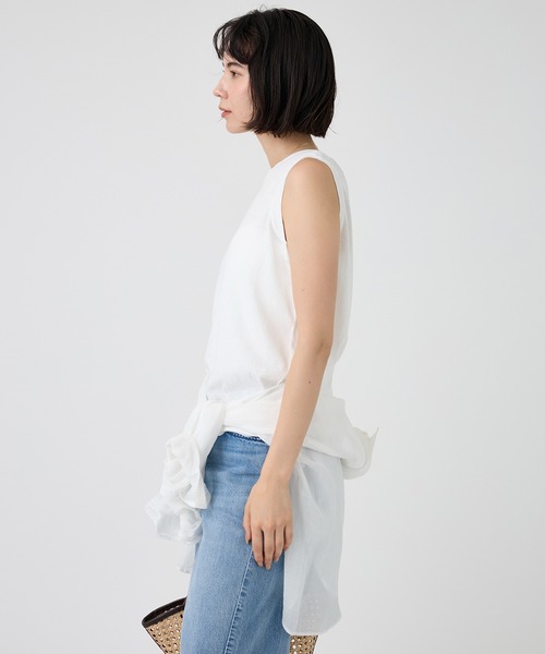 BABYLONE（バビロン）の「コットンリネンノースリプルオーバー（シャツ/ブラウス・レディース・ホワイト/ベージュ/チャコール・フリー）」の6枚目の写真