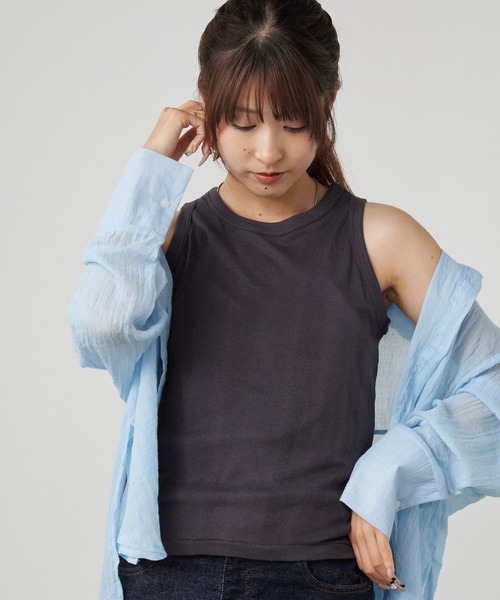 MILLER(ミラー)の「R.P.miller/ミラー CR Prib S/S Tank パネルリブ タンクトップ レディース 2026新作(タンクトップ・レディース・チャコールグレー/ベージュ/アイボリー・FREE)」の14枚目の写真