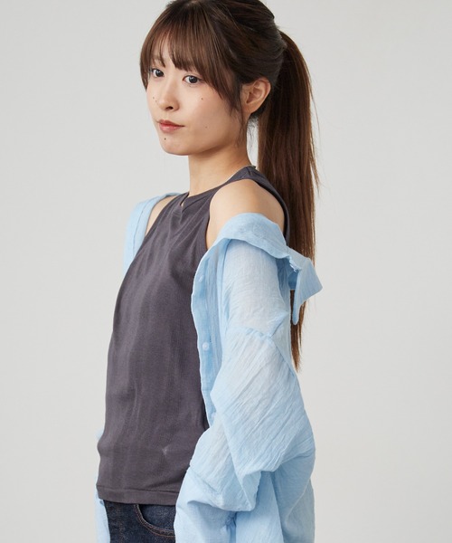 MILLER(ミラー)の「R.P.miller/ミラー CR Prib S/S Tank パネルリブ タンクトップ レディース 2026新作(タンクトップ・レディース・チャコールグレー/ベージュ/アイボリー・FREE)」の15枚目の写真