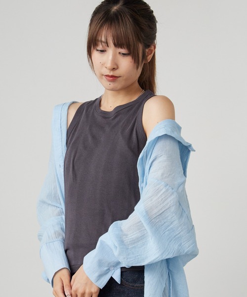 MILLER(ミラー)の「R.P.miller/ミラー CR Prib S/S Tank パネルリブ タンクトップ レディース 2026新作(タンクトップ・レディース・チャコールグレー/ベージュ/アイボリー・FREE)」の16枚目の写真