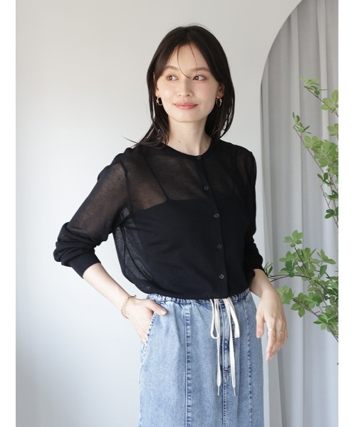 fifth(フィフス)の「シアークルーネックベーシックカーディガン(カーディガン/ボレロ・レディース・ネイビー/イエロー/ブラック・M)」の1枚目の写真