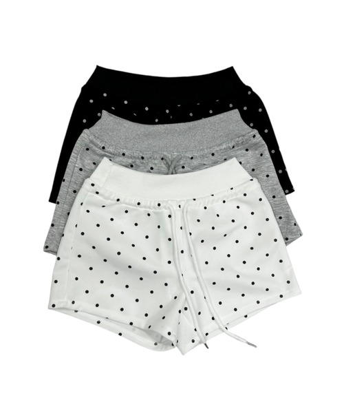 Never mind the XU / Chikashitsu+(ネバーマインド ザ エックスユー / チカシツプラス)の「【nmtc+】Polka Dot Banding Short Pants / 【エヌエムティーシープラス】ポルカドットバンディングショートパンツ(その他パンツ・レディース・ホワイト/グレー/ブラック・ONE SIZE)」の13枚目の写真