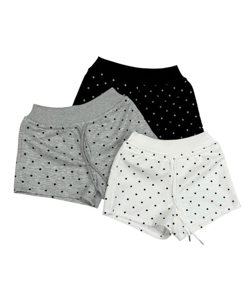 Never mind the XU / Chikashitsu+(ネバーマインド ザ エックスユー / チカシツプラス)の「【nmtc+】Polka Dot Banding Short Pants / 【エヌエムティーシープラス】ポルカドットバンディングショートパンツ(その他パンツ・レディース・ホワイト/グレー/ブラック・ONE SIZE)」の12枚目の写真