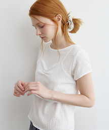 Cap sleeve blouse layered set [KNSS09BL09]_Ivory