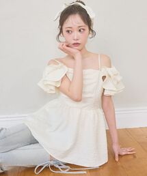 シュシュスリーブペプラムブラウス