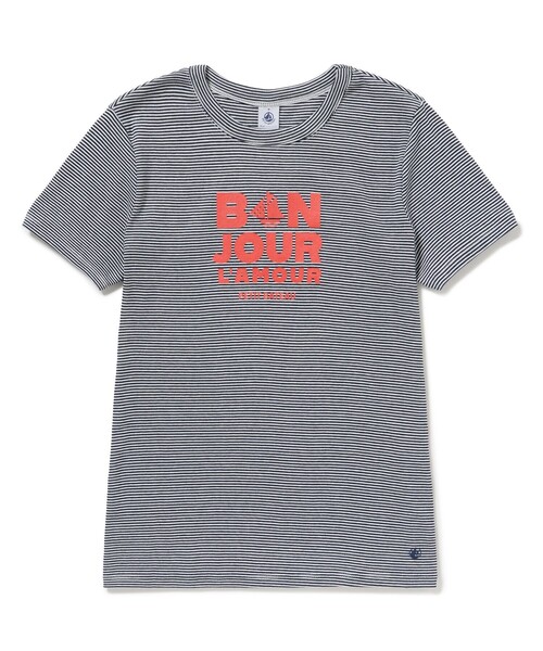 PETIT BATEAU(プチバトー)の「PBプリントクルーネック半袖Tシャツ(Tシャツ/カットソー・レディース・ブルー系その他・X-SMALL/MEDIUM/SMALL)」の4枚目の写真