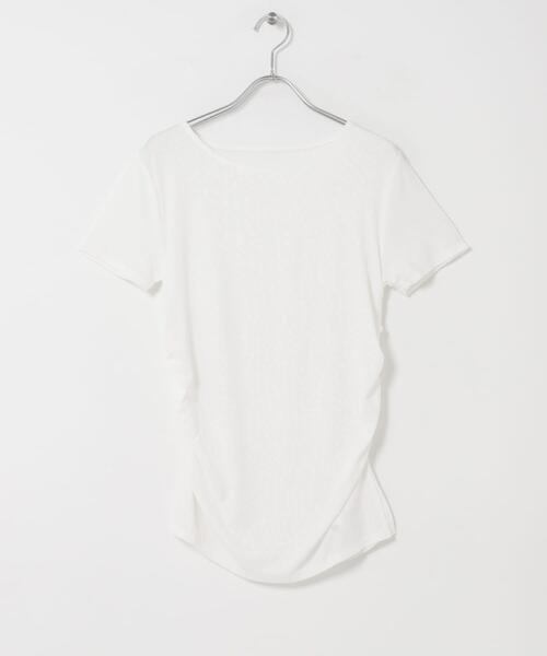 KBF(ケイビーエフ)の「シャーリングスリットTEE(Tシャツ/カットソー・レディース・イエロー/ブラウン/オフホワイト・ONE)」の7枚目の写真