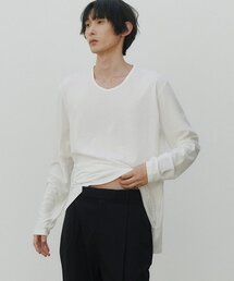 シルキーブレンドUネックTシャツ(ホワイト)