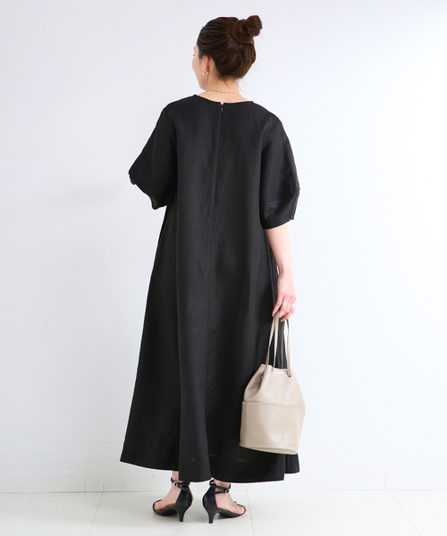 B.C STOCK(ベーセーストック)の「《追加4》手洗い可 / リネンレーヨンコクーンスリーブワンピース(ワンピース・レディース・ブラウン/ブラック/カーキ・FREE)」の20枚目の写真