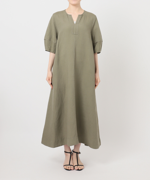 B.C STOCK(ベーセーストック)の「《追加4》手洗い可 / リネンレーヨンコクーンスリーブワンピース(ワンピース・レディース・ブラウン/ブラック/カーキ・FREE)」の9枚目の写真