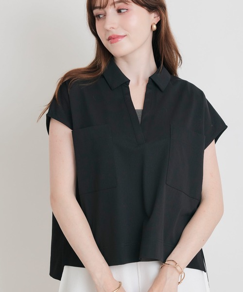 PICCIN(ピッチン)の「ドライタッチスキッパープルオーバー(Tシャツ/カットソー・レディース・オフホワイト/ブラック・M)」の2枚目の写真