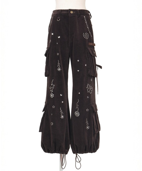 rurumu:（ルルムウ）の「rurumu:/ルルムウ/flower studs corduroy pants（その他パンツ・レディース・チャコールグレー/ブラウン/スモークピンク・M/L）」の2枚目の写真